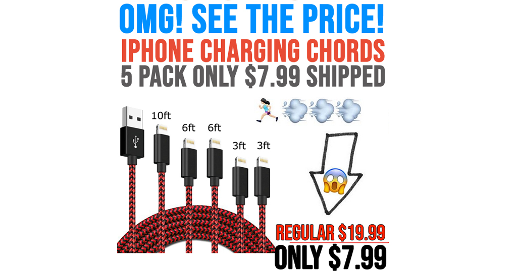 Iphone Charging Chords 5 Pack Only $7.99 Shipped on Amazon (Regularly $19.99)